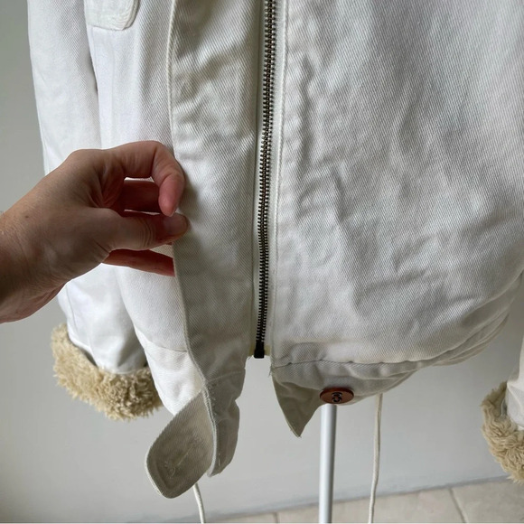 Joe’s denim full zip Sherpa jacket pockets cream ivory cotton size L - Picture 4 of 11